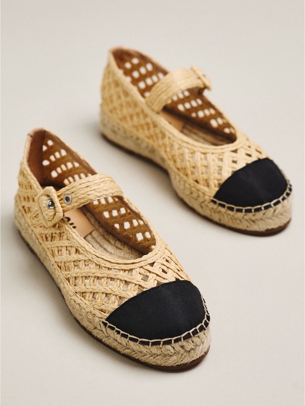 NEW Bib Lou  Anthropologie Raffia Mary Jane Flats Natural 8.5